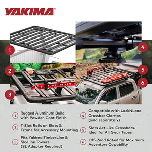 YAKIMA 84 by 54 Inch LockNLoad 3 Bar System Heavy Duty Roof Rack Platform, Black