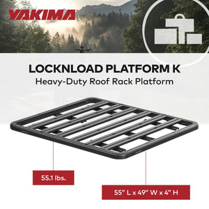 Yakima 55 by 49 Inch LockNLoad 3 Bar System Heavy Duty Roof Rack Platform, Black