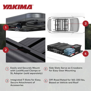 Yakima 55 by 49 Inch LockNLoad 3 Bar System Heavy Duty Roof Rack Platform, Black