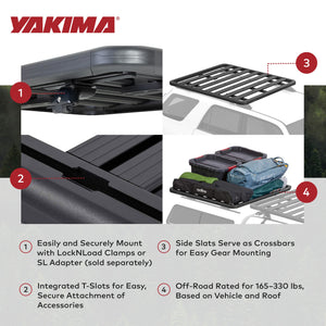 Yakima 60 by 54 Inch LockNLoad 3 Bar System Heavy Duty Roof Rack Platform, Black