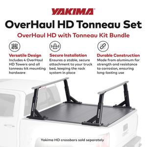 Yakima Aluminum OverHaul HD Towers with Tonneau Kit Mounting Hardware, Black