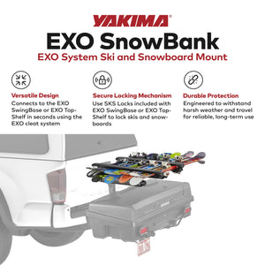 Yakima EXO SnowBank 5 Ski or 4 Snowboard Universal Mount Travel Roof Rack, Black