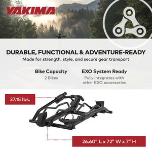 Yakima EXO DoubleUp 2 Bike Capacity for EXO SwingBase or EXO TopShelf, Black