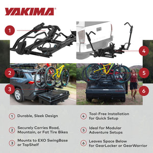 Yakima EXO DoubleUp 2 Bike Capacity for EXO SwingBase or EXO TopShelf, Black