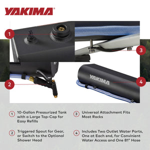 YAKIMA RoadShower Large 10 Gallon Portable Pressurized Water Storage, Black