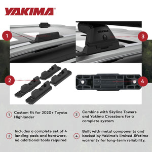 YAKIMA Landing Pad for SkyLine Towers and StreamLine Crossbars, Black, Set of 4