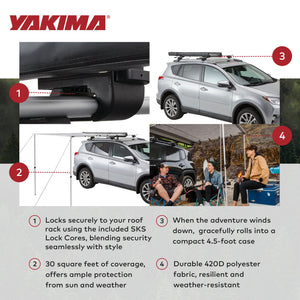 Yakima OverNOut 4.5' Lightweight Roof Mounted Awning w/Included SKS Lock, Small