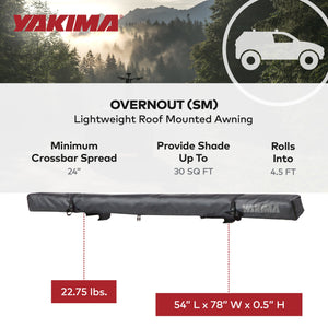 Yakima OverNOut 4.5' Lightweight Roof Mounted Awning w/Included SKS Lock, Small