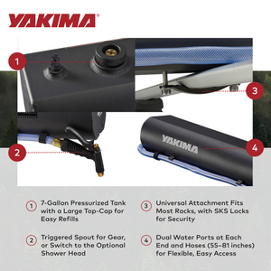 YAKIMA RoadShower Medium 7 Gallon Portable Pressurized Water Storage, Black