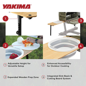 Yakima EXO OpenRange 13 x 27 Inch Wooden Side Table and Nesting Cutting Board