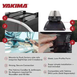 Yakima SightLine Roof Rack Tower for Vehicles with Flush-Mounted Side Rails