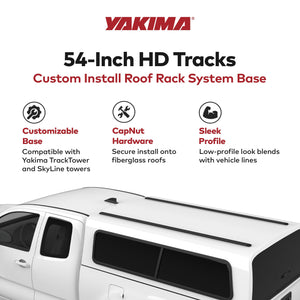 Yakima HD Track 54 Inch Car Roof Top Rack Mounting System with CapNuts, Black