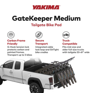 Yakima GateKeeper Truck Bed Tailgate Pad for Transport, Up to 6 Bikes, Black