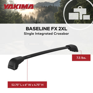 Yakima BaseLine FX 2XL Single Integrated Crossbar for Naked Roof Vehicles, Black