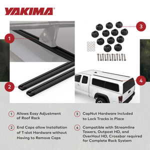 Yakima HD Track 60 Inch Car Roof Top Rack Mounting System with CapNuts, Black