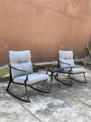 Rocker Set Chair and Teapoy Medium Grey