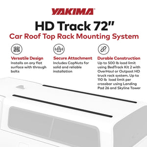 Yakima HD Track 72 Inch Car Roof Top Rack Mounting System with CapNuts, Black