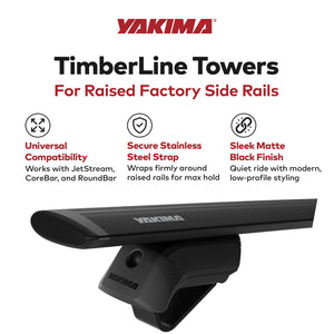 YAKIMA Crossbar Mounts Timberline Towers for Raised Factory Side Rails, Set of 4