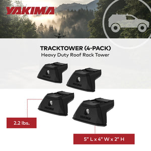 Yakima TrackTower Heavy Duty Roof Rack Tower for Vehicles with Tracks, Pack of 4