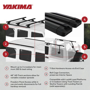 Yakima RibCage JK 4DR Custom Rooftop Track System with Internal Supports, Black