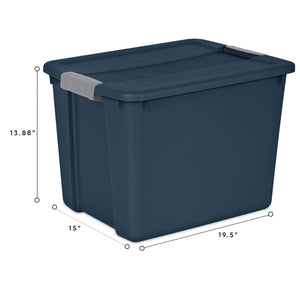 Sterilite 12 Gal Stackable Plastic Storage Tote Container w/ Lid, Blue (4 Pack)