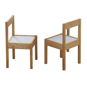 PJ Wood 3 Piece Table and Chairs Set with Natural Finish and Dry Erase Surface