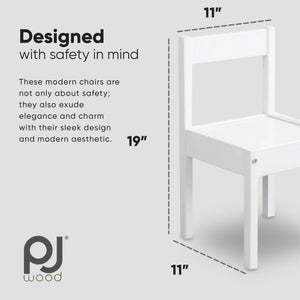 PJ Wood Kids Chair with Top Rail Back Support for Ages 1-5 Years Old (Set of 2)