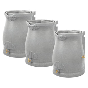 Good Ideas Rain Wizard 50 Gallon Plastic Rain Barrel Urn, Light Granite (3 Pack)