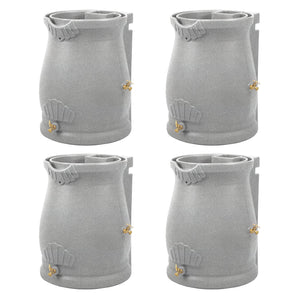Good Ideas Rain Wizard 50 Gallon Plastic Rain Barrel Urn, Light Granite (4 Pack)