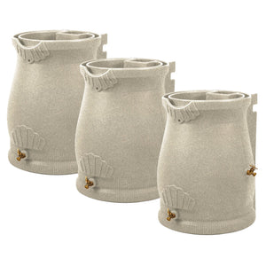 Good Ideas Rain Wizard 50 Gallon Plastic Rain Barrel Urn, Sandstone (3 Pack)