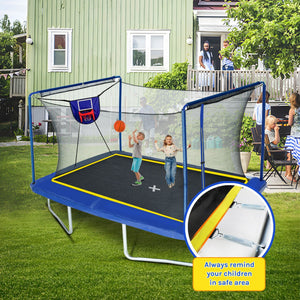 New YC 8ft by 12ft Rectangular Trampoline with Basketball Board and Ladder