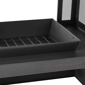 Four Seasons Courtyard Wood Burning Fireplace with Log Rack and Tool, Black/Gold