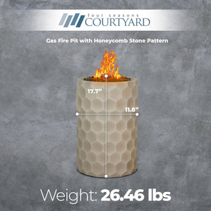Four Seasons Courtyard Gas Fire Pit with Honeycomb Stone Pattern for Outdoor Use