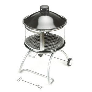 Four Seasons Courtyard Portable Fire Pit, 28" Outdoor Fireplace w/ Sliding Door