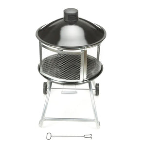 Four Seasons Courtyard Portable Fire Pit, 28" Outdoor Fireplace w/ Sliding Door