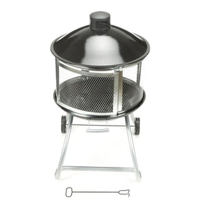 Four Seasons Courtyard Portable Fire Pit, 28" Outdoor Fireplace w/ Sliding Door