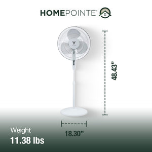 HomePointe Westpointe 16 Inch Stand Fan w/3 Speed Settings for Home and Office