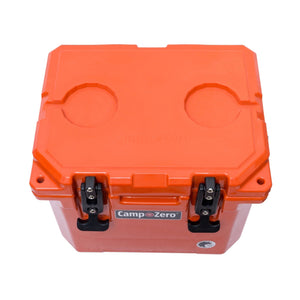 CAMP-ZERO 10 Liter 10.6 Quart Lidded Cooler with 2 Molded In Cup Holders, Orange