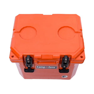 CAMP-ZERO 10 Liter 10.6 Quart Lidded Cooler with 2 Molded In Cup Holders, Orange