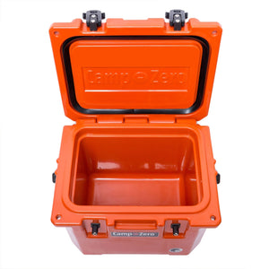CAMP-ZERO 10 Liter 10.6 Quart Lidded Cooler with 2 Molded In Cup Holders, Orange