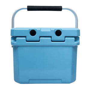 CAMP-ZERO 10 Liter 10.6 Quart Lidded Cooler with 2 Molded In Cup Holders, Sky