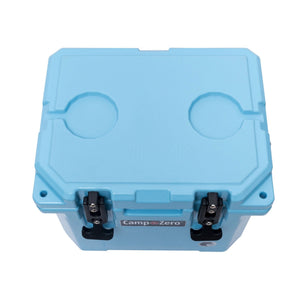 CAMP-ZERO 10 Liter 10.6 Quart Lidded Cooler with 2 Molded In Cup Holders, Sky
