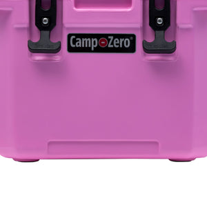 CAMP-ZERO 10 Liter 10.6 Quart Lidded Cooler with 2 Molded In Cup Holders, Pink