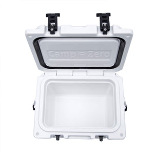 CAMP-ZERO 10 Liter 10.6 Quart Lidded Cooler with 2 Molded In Cup Holders, White