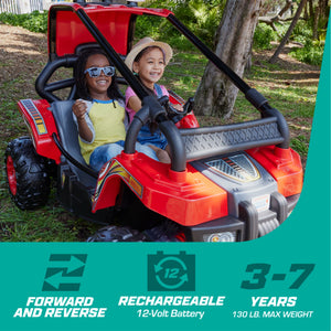 Power Wheels Baja Trailster Battery Powered Ride On Toy with Steel Frame, Red