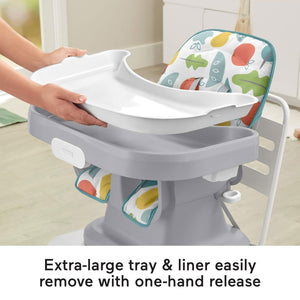 Fisher-Price SpaceSaver Simple Clean Baby High Chair Dining Seat, Pearfection