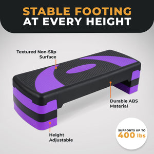 BalanceFrom Fitness Adjustable Workout Aerobic Step Platform Trainer w/Raisers