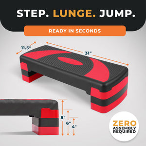 BalanceFrom Fitness Adjustable Workout Aerobic Step Platform Trainer w/Raisers