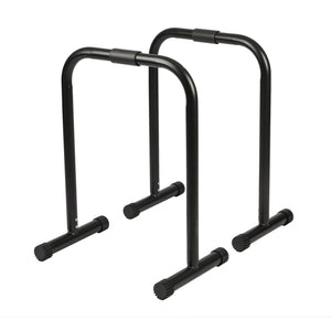 HolaHatha Dip Station Bar with Adjustable Foot and Non Slip Foot Covers, Black - TRAPSKI