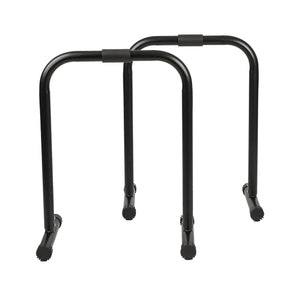 HolaHatha Dip Station Bar with Adjustable Foot and Non Slip Foot Covers, Black